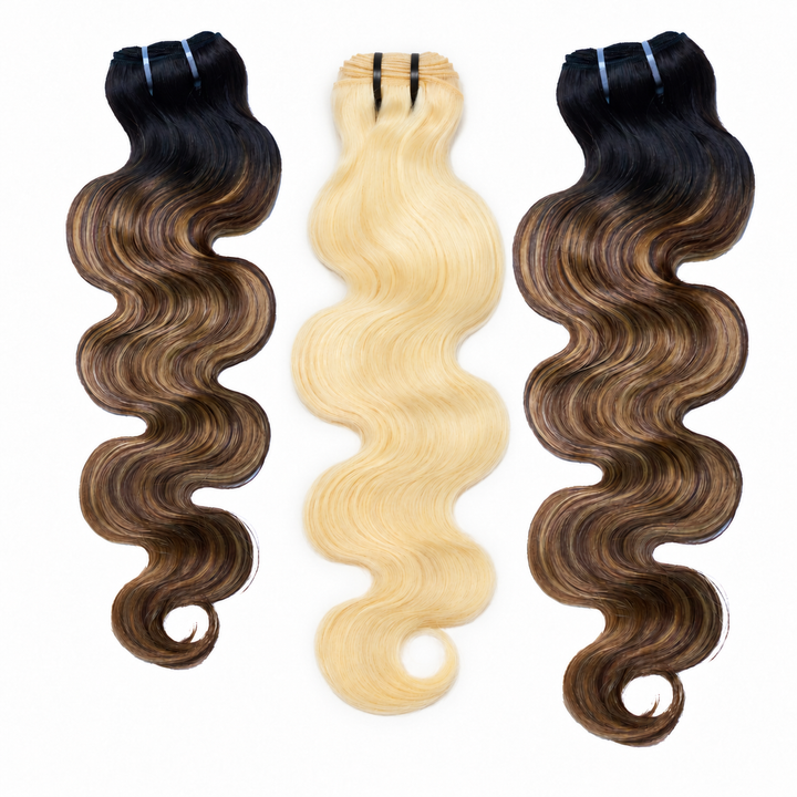  [Ashine]  #T1B/P4/27&613 Extensions Peekaboo Highlight, cheveux humains brésiliens colorés, ondulés, 10A