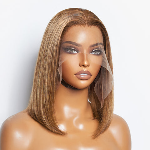 Ashine 12 Inches 13"x4" #P4/27 Straight Bob Lace Frontal Wig-100% Human Hair