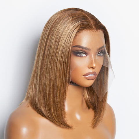 Ashine 12 Inches 13"x4" #P4/27 Straight Bob Lace Frontal Wig-100% Human Hair