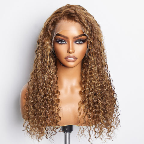 Ashine 22-24 Inch Pre-Plucked 13"x4" Lace Front Water Wavy Wig Free Part 150% Density-100% Human Hair