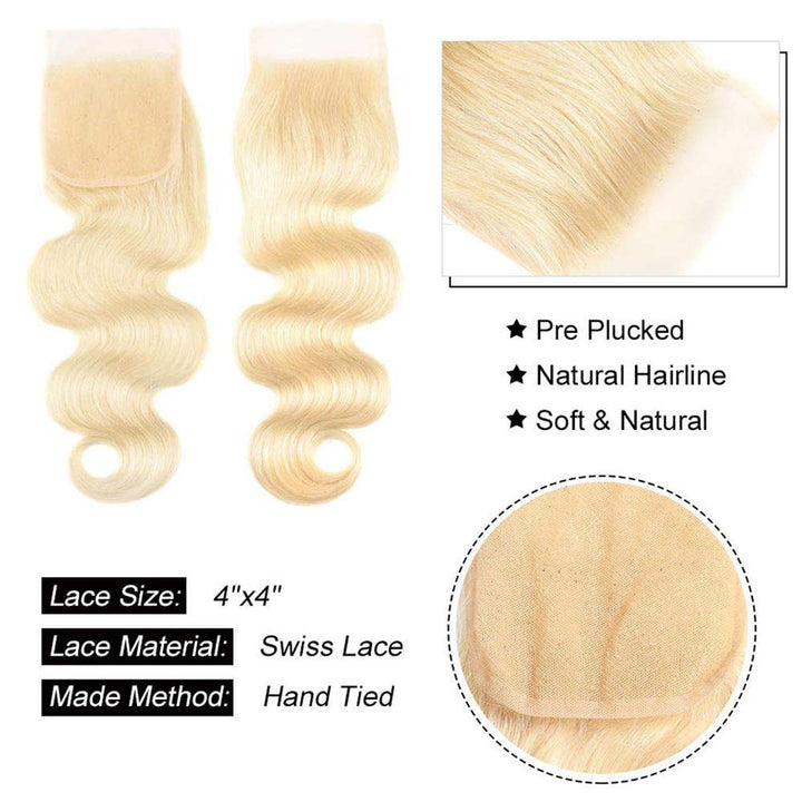 [Ashine] #613 Body Wave Free Parted  4x4 HD Lace Closure 100% Virgin Vietnamese Hair