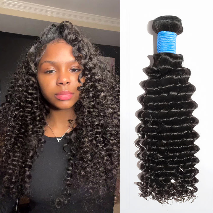[Ashine] 10-30 Inch Deep Curly Virgin Brazilian Hair #1B Natural Black
