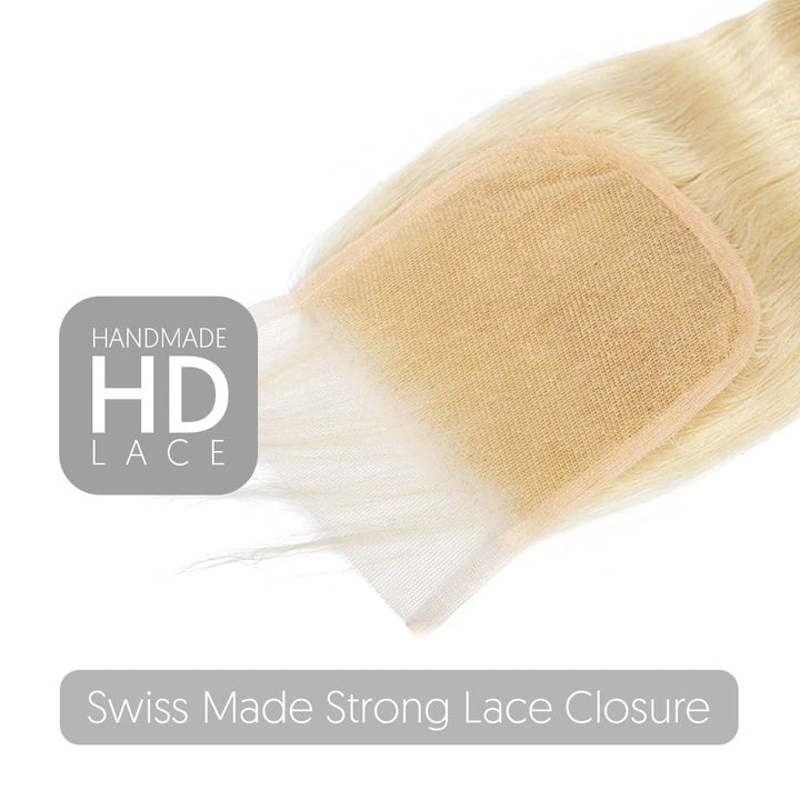[Ashine] Fermeture en dentelle ondulée HD de 14 à 20 pouces, 4" x 4", avec raie libre, n° 1B, noir naturel