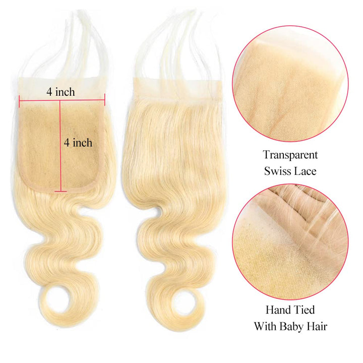 [Ashine] #613 Body Wave Free Parted  4x4 HD Lace Closure 100% Virgin Vietnamese Hair