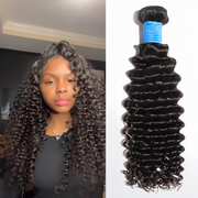 10-30 Inch Deep Curly Virgin Brazilian Hair #1B Natural Black