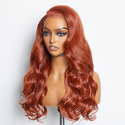 Ashine 24 Inches 13"x4" Body Wavy Wear & Go Glueless #Redbrown Lace Frontal Wig-100% Human Hair