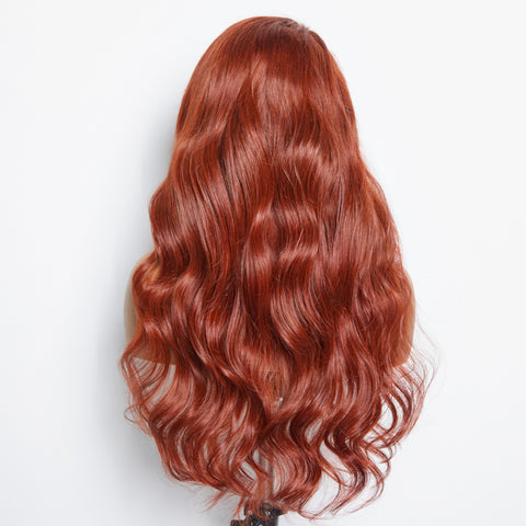 Ashine 24 Inches 13"x4" Body Wavy Wear & Go Glueless #Redbrown Lace Frontal Wig-100% Human Hair