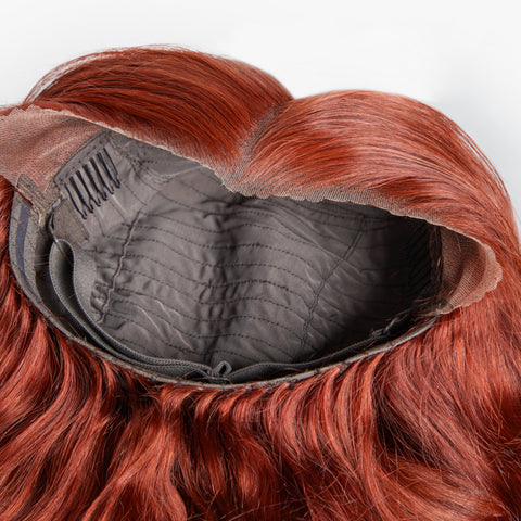 Ashine 24 Inches 13"x4" Body Wavy Wear & Go Glueless #Redbrown Lace Frontal Wig-100% Human Hair