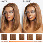 Ashine 12 Inches 13"x4" #P4/27 Straight Bob Lace Frontal Wig-100% Human Hair