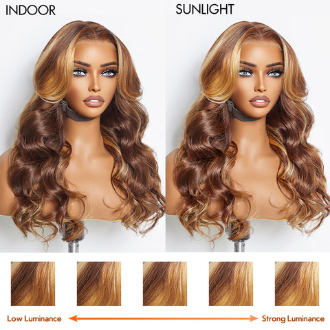 Ashine 24 Inches 13"x4"  Body Wavy Wear & Go Glueless #4/27 Lace Frontal Wig-100% Human Hair