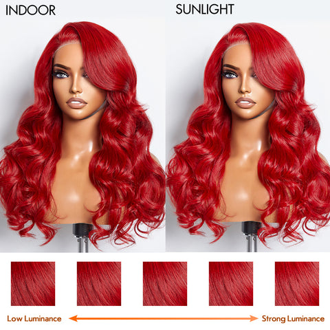 Ashine 24 Inches 5"x5" Body Wavy Wear & Go Glueless #Red Lace Closure Wig-100% Human Hair