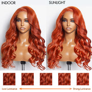Ashine 24 Inches 5"x5" Body Wavy Wear & Go Glueless #Orange Lace Closure Wig-100% Human Hair