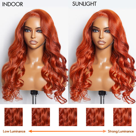 Ashine 24 Inches 5"x5" Body Wavy Wear & Go Glueless #Orange Lace Closure Wig-100% Human Hair