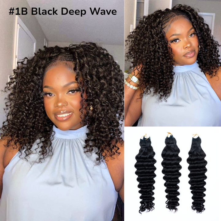 [Ashine] Pre-Separated Feather Crochet Human Hair Extensions Deep Wave Protective Style Natural Look & Blend Long-Lasting & Reusable Versatile Styling