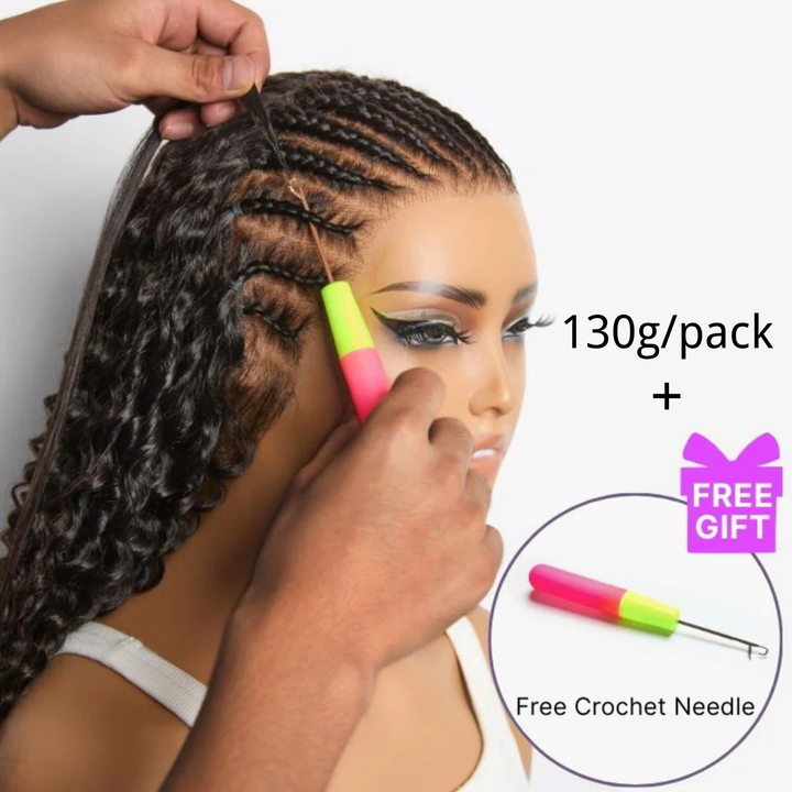 [Ashine] Readitress Pre-Separated Feather Crochet Human Hair Extensions Deep Wave Protective Style with (Free Gift-130g Only)