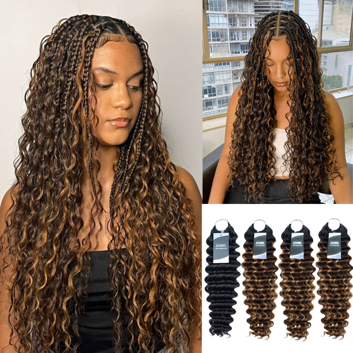 [Ashine] Pre-Separated Deep Wave Feather Crochet Hair Extensions