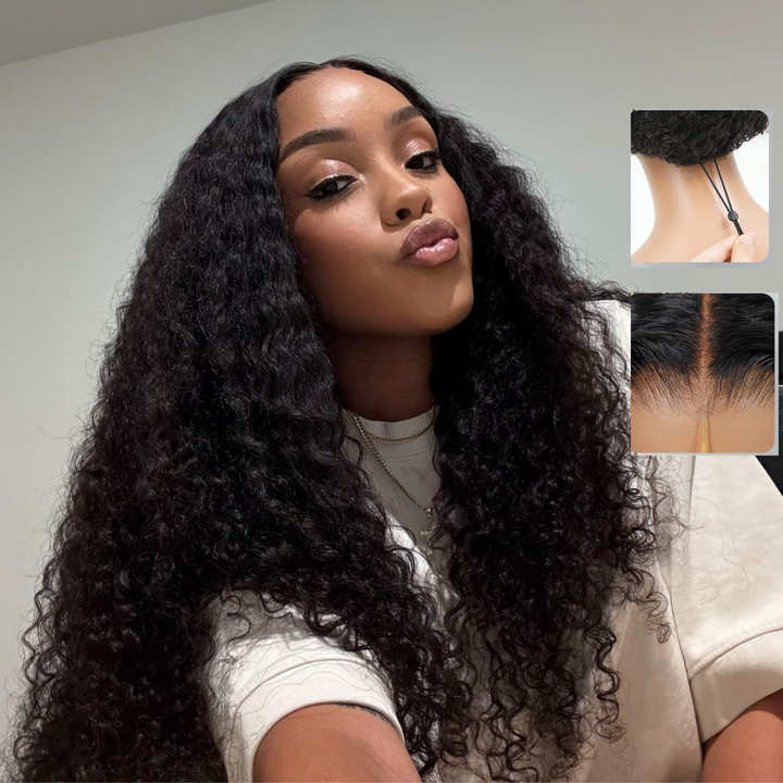 [Ashine] 5x5 Pre Cut HD Front Lace Wig 22-30 Inch #1B Burmese Curly Must-Have style Glueless Human Hair