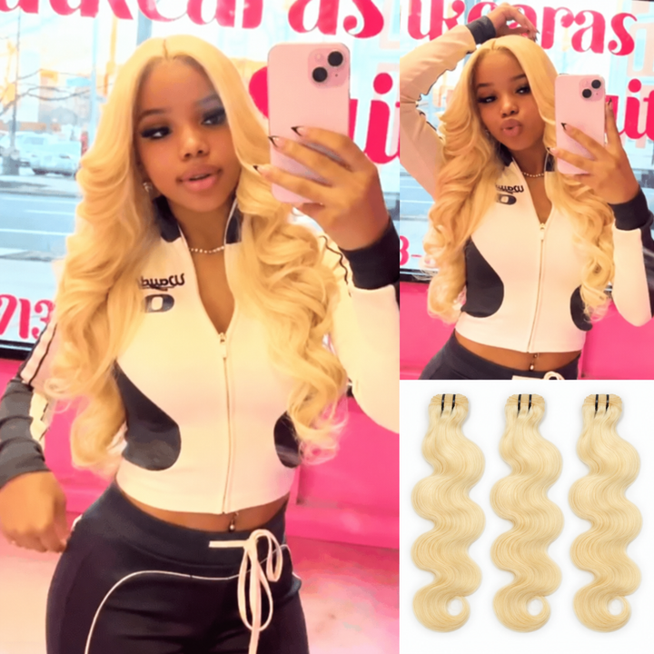  [Ashine]  Extensions de cheveux humains Body Wave 3 couleurs Your Blend, mèches mélangées et assorties, noir naturel / T1B/P4/27/613