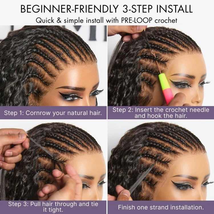 [Ashine] Readitress Pre-Separated Feather Crochet Human Hair Extensions Deep Wave Protective Style with (Free Gift-130g Only)