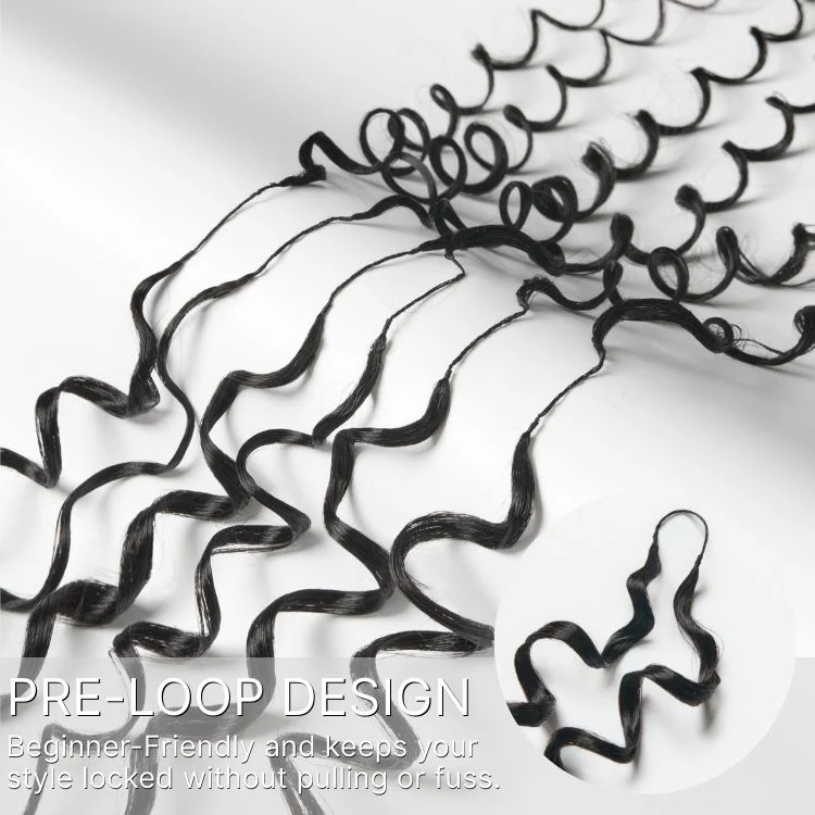 [Ashine] Readitress Pre-Separated Feather Crochet Human Hair Extensions Deep Wave Protective Style with (Free Gift-130g Only)