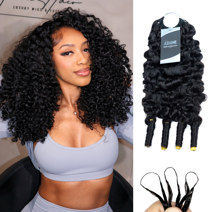 [Ashine] Pre-Separated Burmese Curly Feather Crochet Hair Extensions