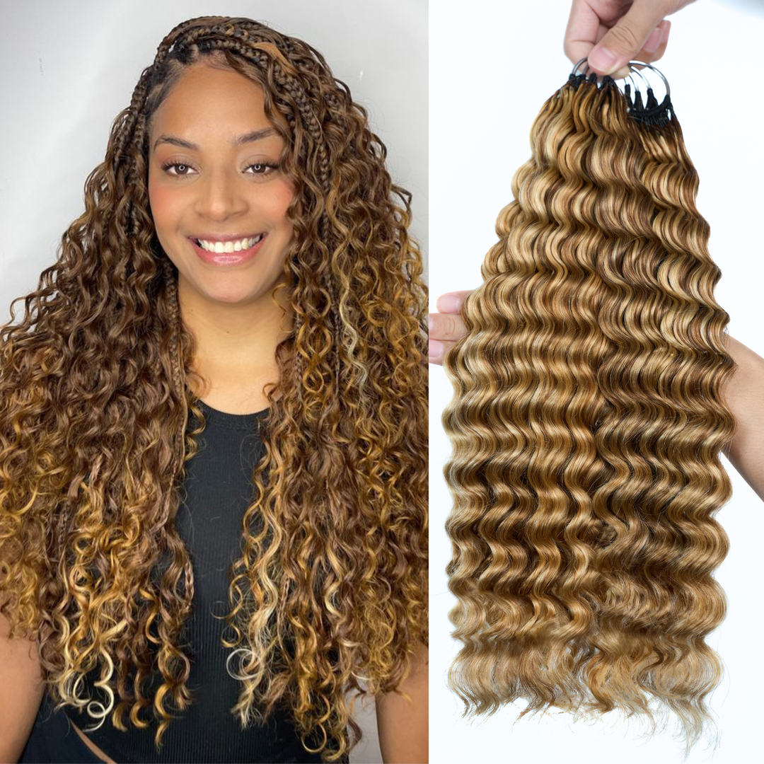 [Ashine] Pre-Separated Deep Wave Feather Crochet Hair Extensions