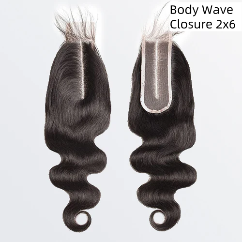 [Ashine] Upgrade Free Parted Lace Body Wave 2x6 4x4 5x5 Closure #1B 100% Human Hair