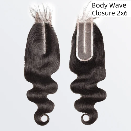 [Ashine] Upgrade Free Parted Lace Body Wave 2x6 4x4 5x5 Closure #1B Natural Black 100% Human Hair Pre Plucked Pre Bleached Pre Cut