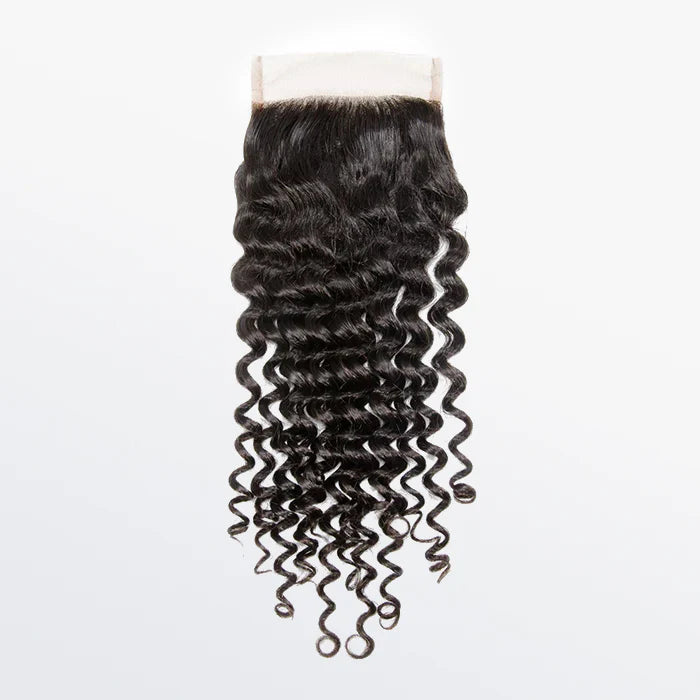 [Ashine] 14-18Inch 4" x 4" Deep Curly Free Parted Lace Closure #1B Natural Black