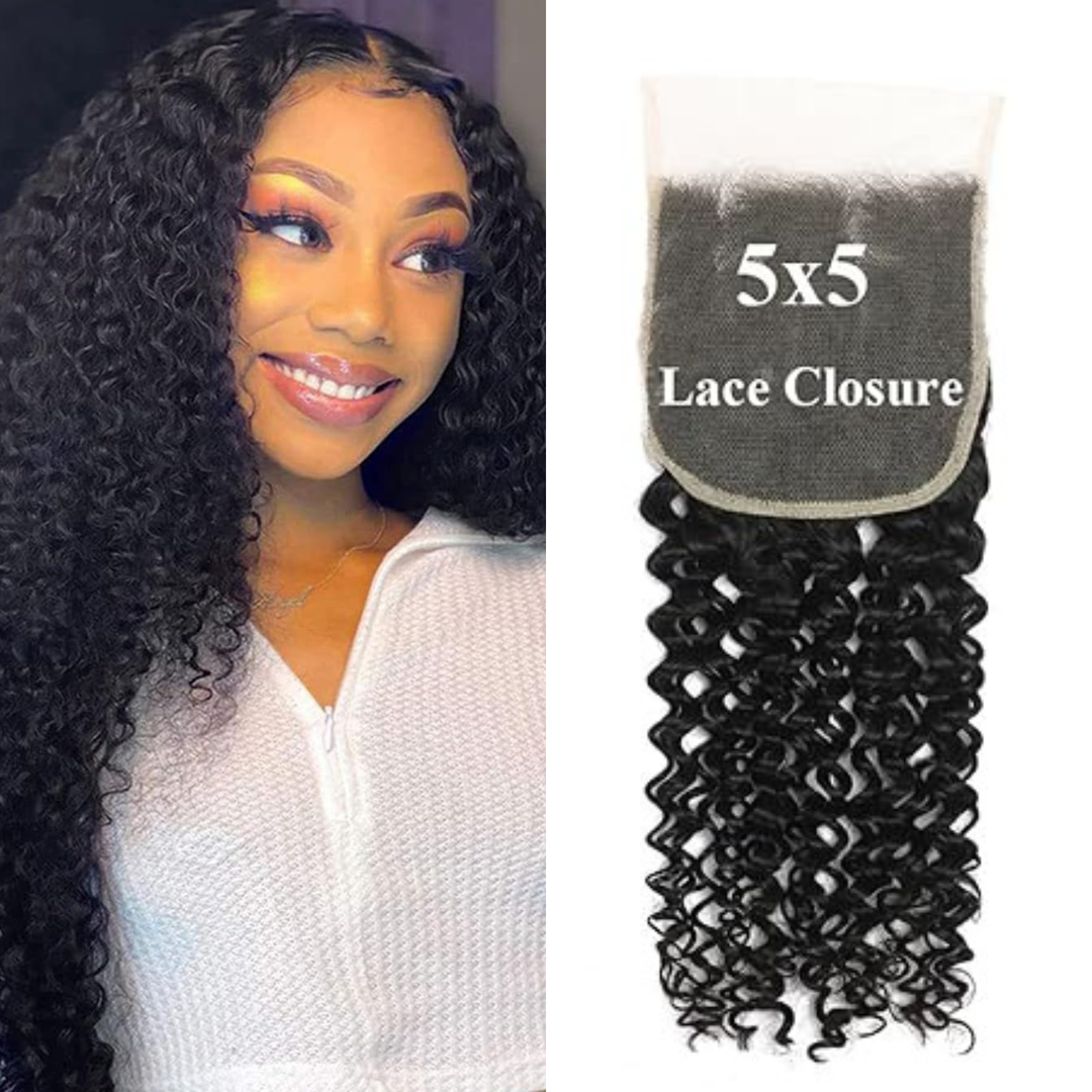 [Order Over $200] Upgrade Free Parted Lace 4x4 5x5 Closure #1B 100% Human Hair