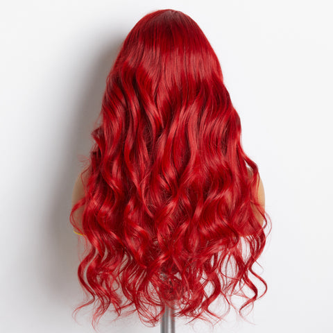 Ashine 24 Inches 13"x4" Body Wavy Wear & Go Glueless #Red Lace Frontal Wig-100% Human Hair