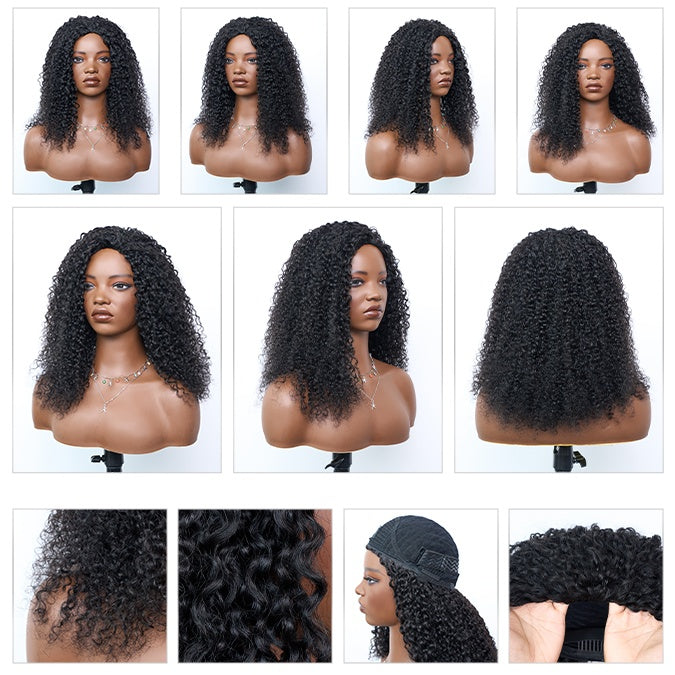 [Ashine] Messy Curly Half Wig Quick Weave Seamless Blend Realistic Hairline