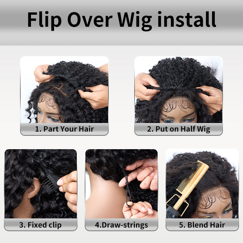 [Ashine] Messy Curly Half Wig Quick Weave Seamless Blend Realistic Hairline