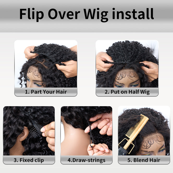 [Ashine] Messy Curly Half Wig Quick Weave Seamless Blend Realistic Hairline