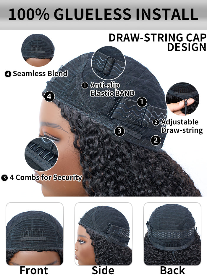 [Ashine] Messy Curly Half Wig Quick Weave Seamless Blend Realistic Hairline