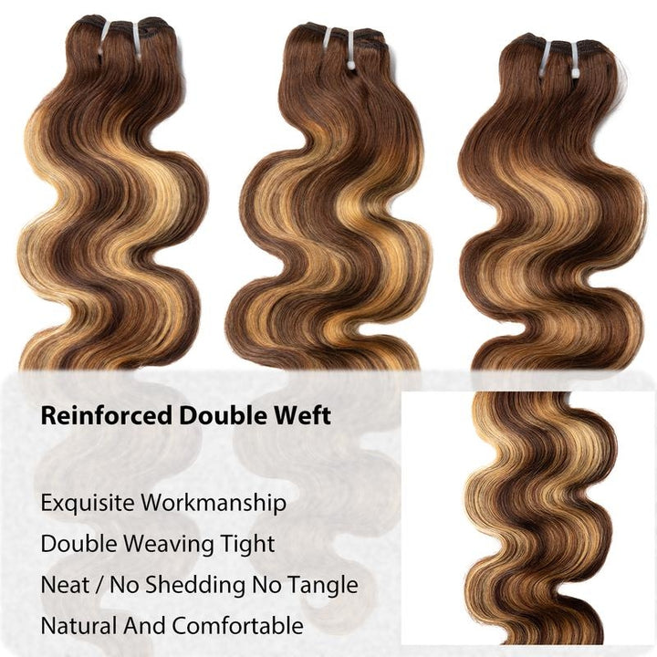 [Ashine] 4/27 Highlight Hair Bundles Brazilian Colored Human Hair Body Wave 10A