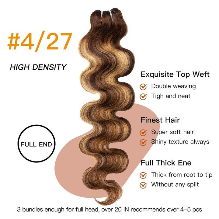 [Ashine] 4/27 Highlight Hair Bundles Brazilian Colored Human Hair Body Wave 10A