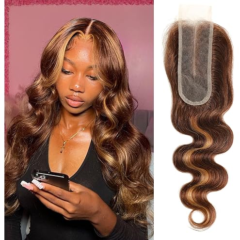 [Ashine] Free Parted Lace 2x6 Closure #4/27 100% Human Hair Body Wave