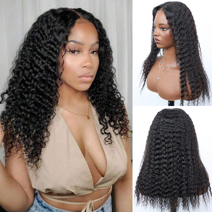 [Ashine] 18 Inch #1B Loose Deep Wavy 5*5HD Front Lace Wig 150% Density Must-Have style Glueless Human Hair