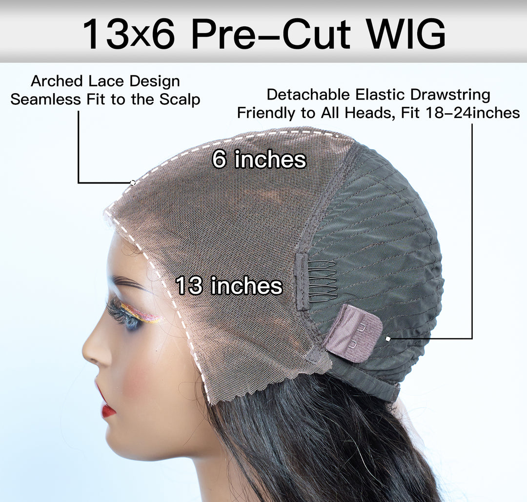 [Ashine] 13x6 Pre Cut HD Front Lace Wig 20-32 Inch #1B Body Wave Must-Have style Glueless Human Hair