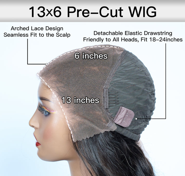 [Ashine] 13x6 Pre Cut HD Front Lace Wig 20-32 Inch #1B Body Wave Must-Have style Glueless Human Hair