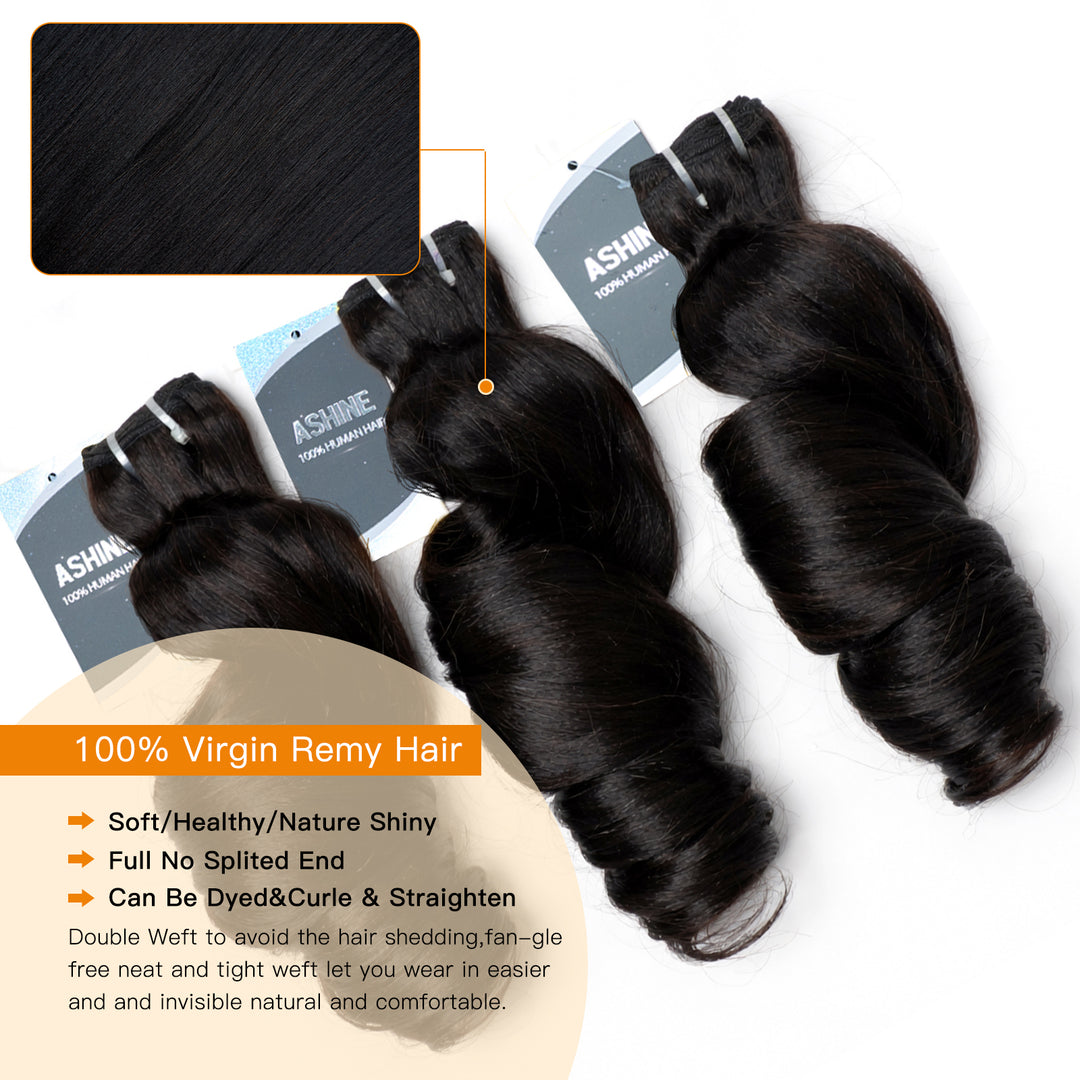 [Ashine] Premium Yaki Loose Bundles 18-22 Inch 100% Virgin Remy Human Hair Natural Blowout Texture Seamless Blend Soft & Luxury Finish