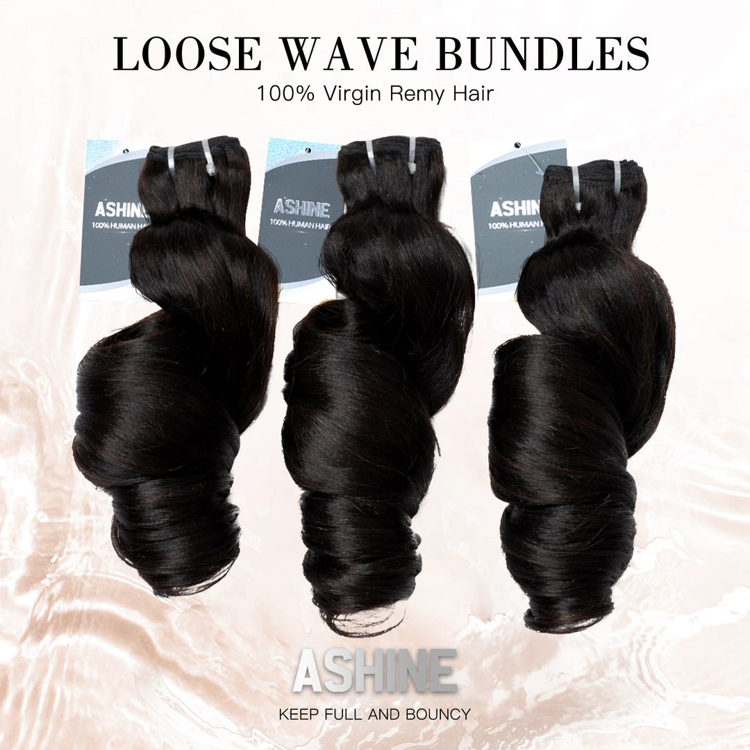 [Ashine] Premium Yaki Loose Bundles 18-22 Inch 100% Virgin Remy Human Hair Natural Blowout Texture Seamless Blend Soft & Luxury Finish
