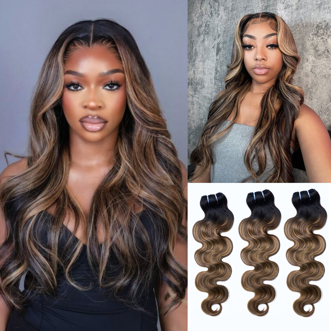 [Ashine] T1B/P4/27 Highlight Hair Bundles Brazilian Colored Human Hair Body Wave 10A