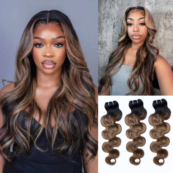 [Ashine] T1B/P4/27 Highlight Hair Bundles Brazilian Colored Human Hair Body Wave 10A