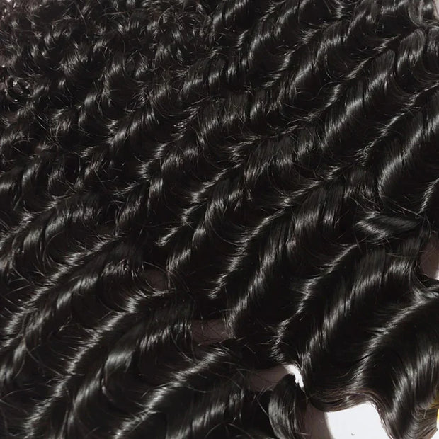 10-30 Inch Deep Curly Virgin Brazilian Hair #1B Natural Black