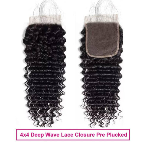 [Ashine] Upgrade Free Parted Lace Deep Curly 2x6 4x4 5x5 Closure #1B Natural Black 100% Human Hair Pre Plucked Pre Bleached Pre Cut