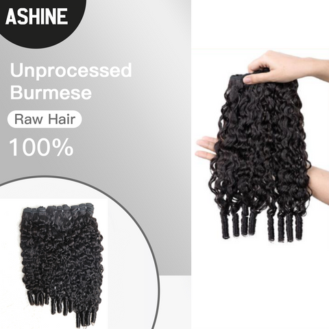 [NEW IN] Ashine Burmese Curly Virgin Human Hair Bundles Curly Hair Extension-12A