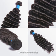 10-30 Inch Deep Wavy Virgin Brazilian Hair #1B Natural Black