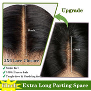 [Ashine] Upgrade Free Parted Lace Straight 2x6 4x4 5x5 Closure #1B Natural Black 100% Human Hair Pre Plucked Pre Bleached Pre Cut